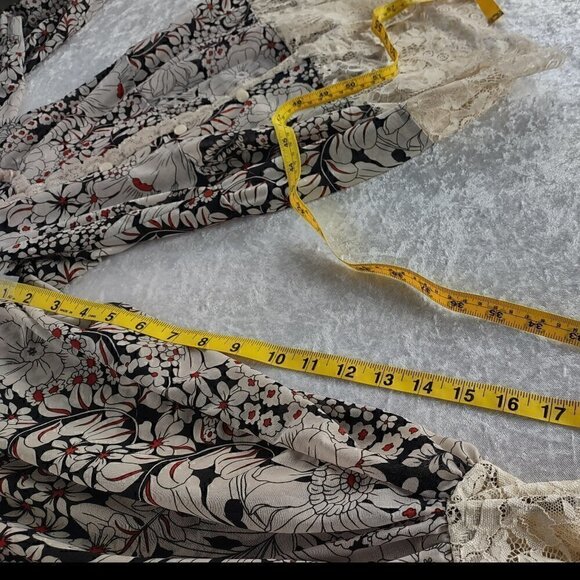 213 by Michelle Kim Multicolor Long Lace Sleeve Victorian Inspired Blouse Sz S - Picture 11 of 15